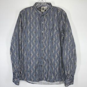 Kennington California Blue/Gray Button Up Long Sleeve Shirt Size Large